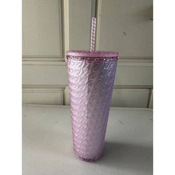 2024 Starbucks Light Pink Chain Link Doubled Wall Cold Cup Venti Tumbler 24oz - Picture 3 of 6